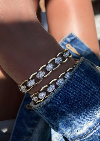 14kt gold and diamond vintage chain link bracelet