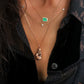 14kt gold and diamond emerald halo necklace - Luna Skye