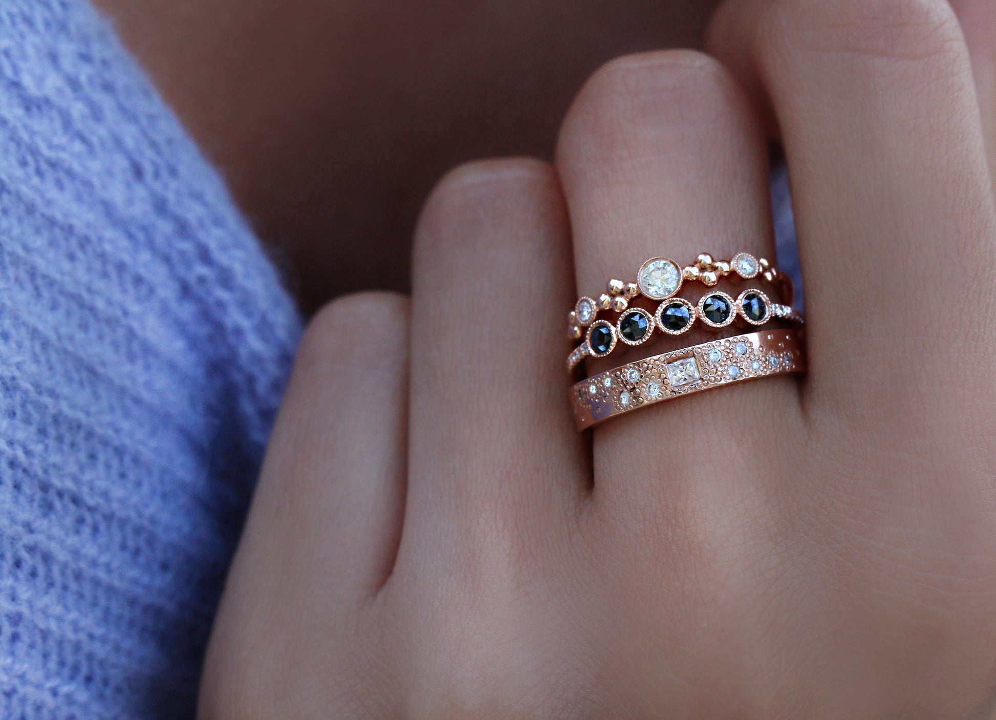 14kt gold and diamond princess deco ring - Luna Skye