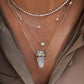 14kt yellow gold and diamond rainbow sapphire quartz crystal bar necklace