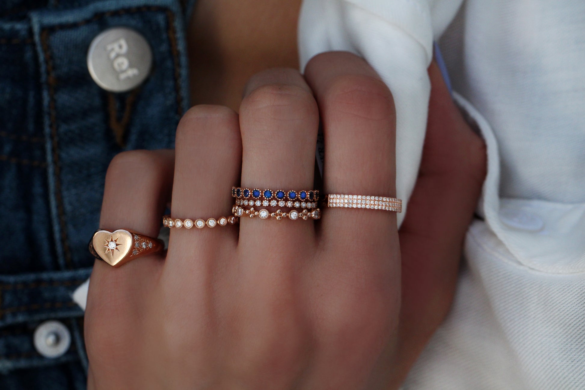 14kt gold and diamond vintage Heart Starburst signet ring - Luna Skye