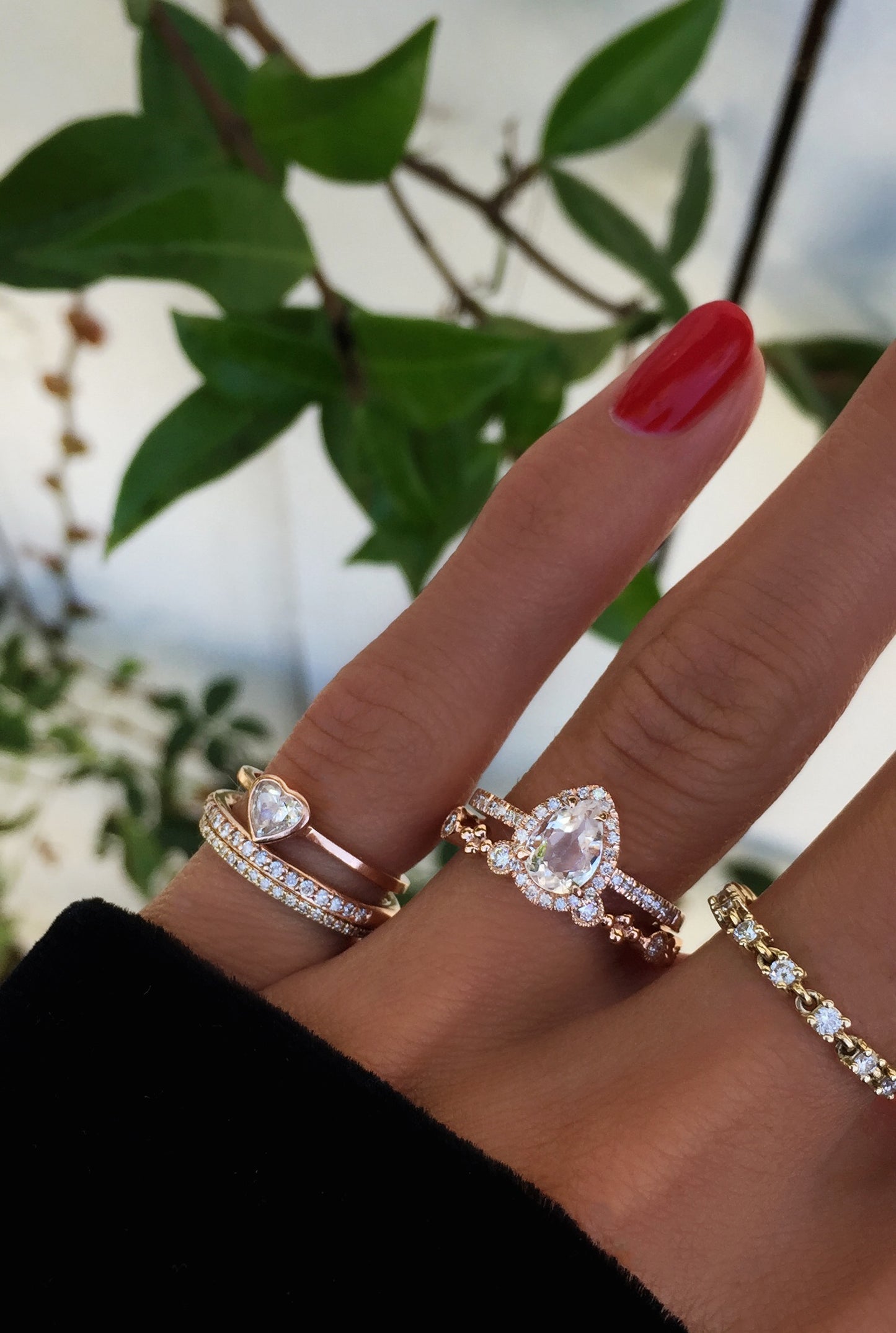 14kt gold and diamond white topaz teardrop ring - Luna Skye