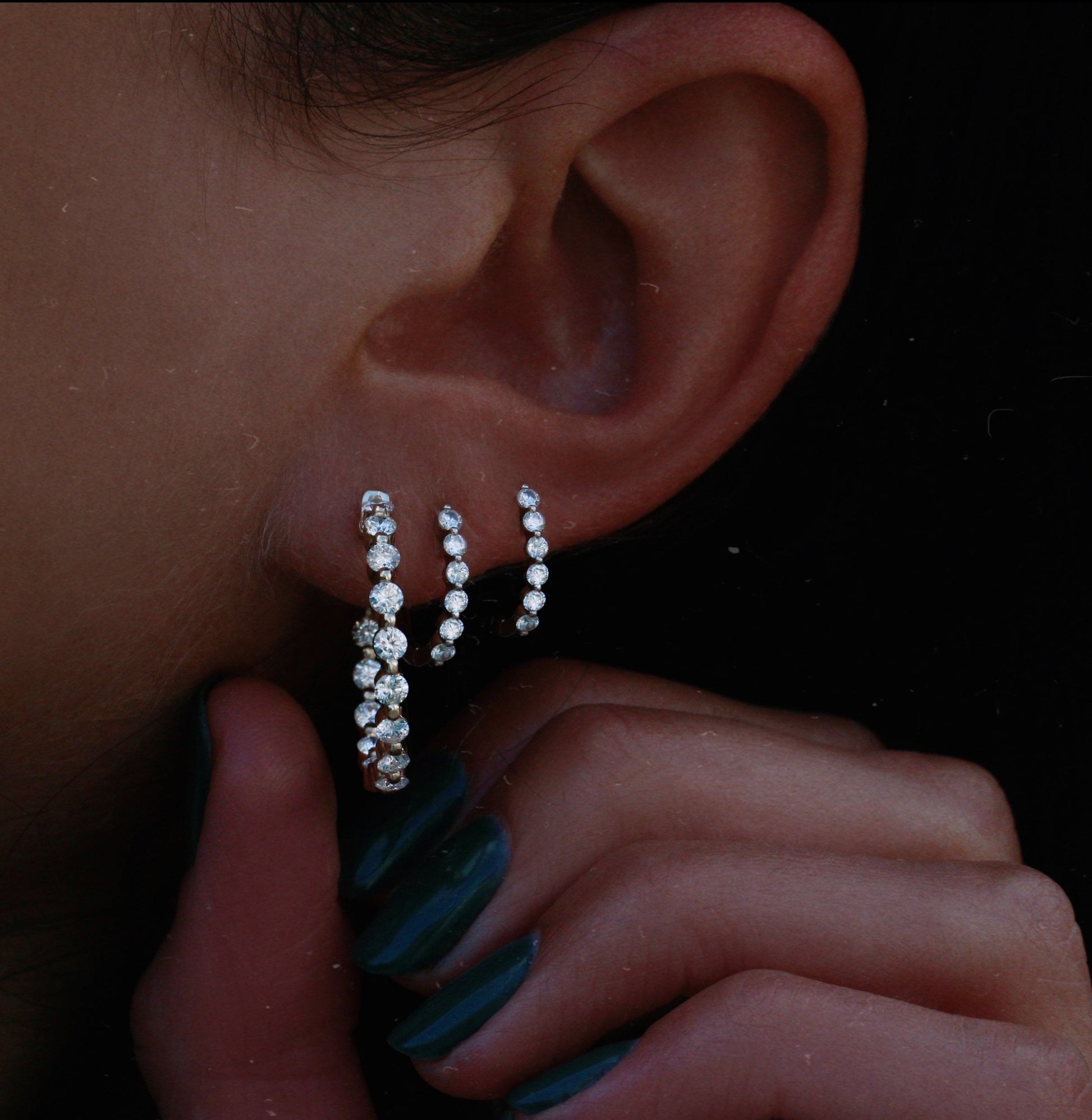 14kt gold floating diamond hoop earrings - Luna Skye