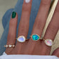14kt gold and diamond single band opal ring