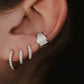 14kt gold and diamond wide two row rounded hoops