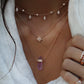 14kt gold and three diamond row amethyst crystal bar necklace - Luna Skye