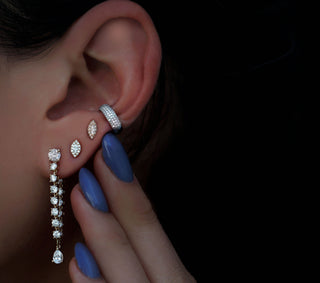 14kt gold and diamond mini marquise studs