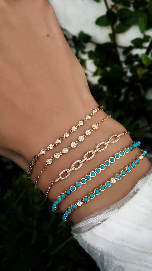 gold diamond link bracelets