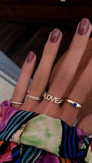 14kt gold and diamond love chain ring