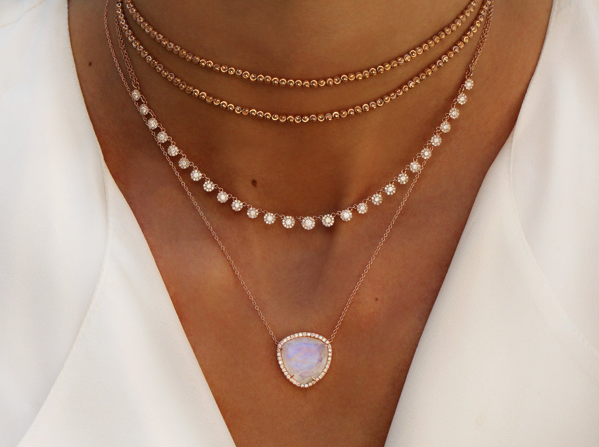 14kt gold diamond disk choker necklace - Luna Skye