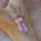 14kt gold and three diamond row amethyst crystal bar necklace - Luna Skye