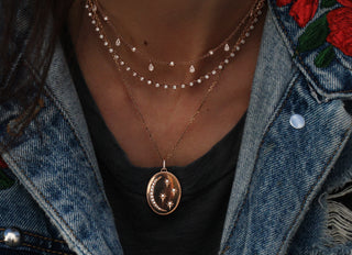 14kt gold and diamond la luna necklace - Luna Skye