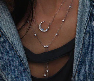 14kt gold diamond bezel lariat - Luna Skye