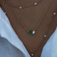 14kt gold floating emerald heart teardrop diamond necklace