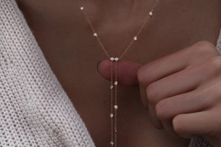 14kt gold diamond bezel lariat - Luna Skye