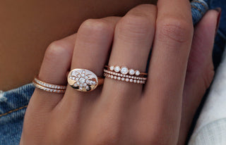 14kt gold and spaced pave white diamond ring - Luna Skye