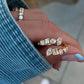 14kt gold mixed diamond cut coil ring