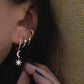 14kt gold and diamond starburst crescent drip earrings - Luna Skye
