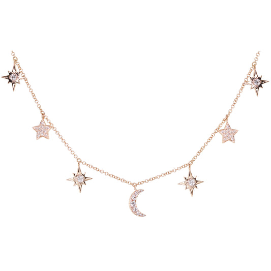 14kt gold and diamond It's Written In The Stars charm necklace - Luna Skye