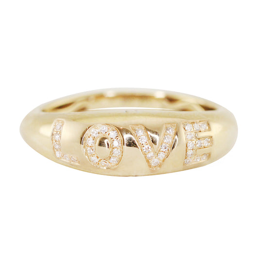14kt gold and diamond love dome ring