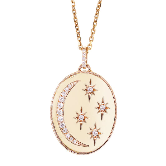 14kt gold and diamond la luna necklace