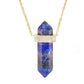 14kt gold and diamond lapis crystal bar necklace