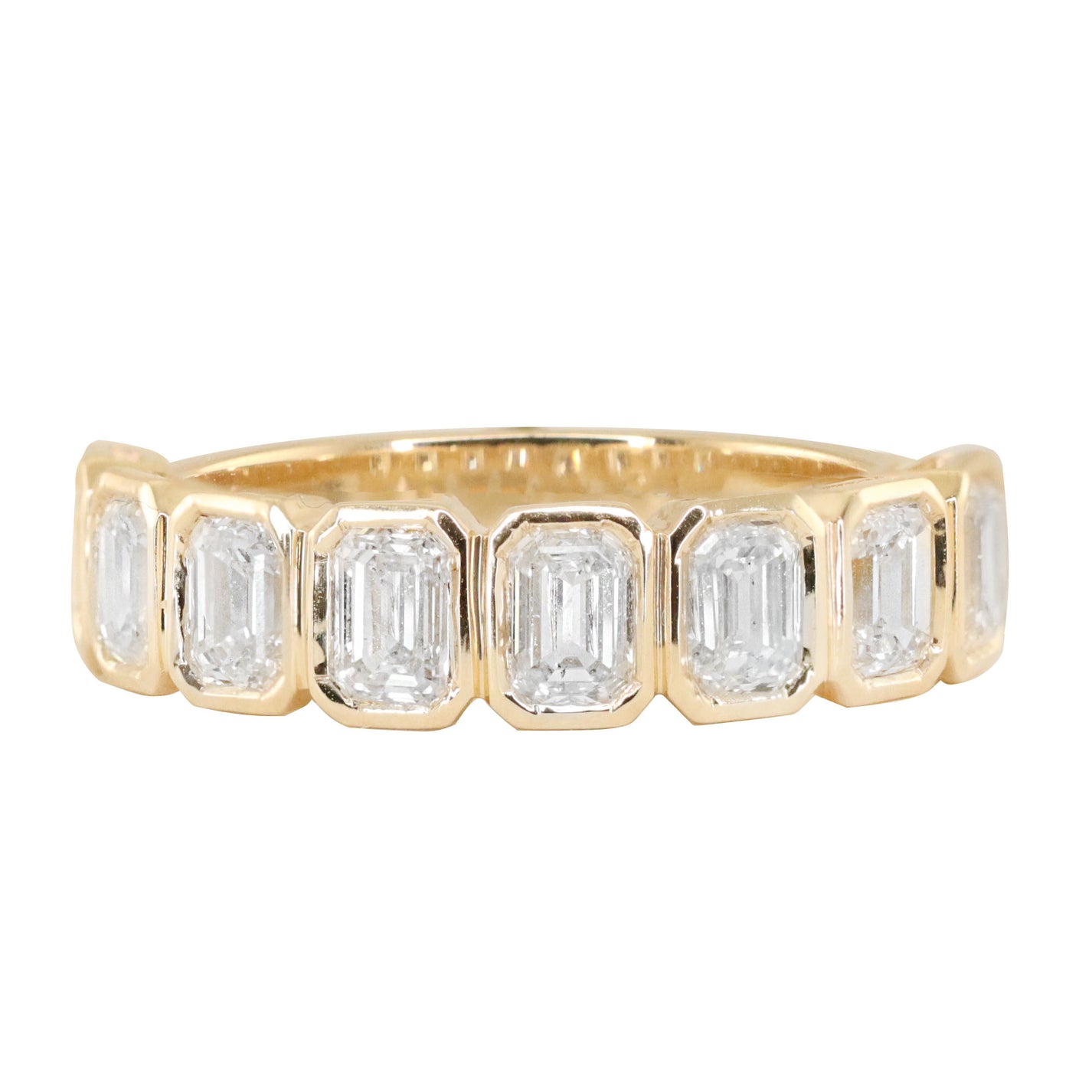 14kt gold emerald cut diamond bezel band – Luna Skye