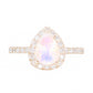 14kt gold and diamond large single band teardrop moonstone ring