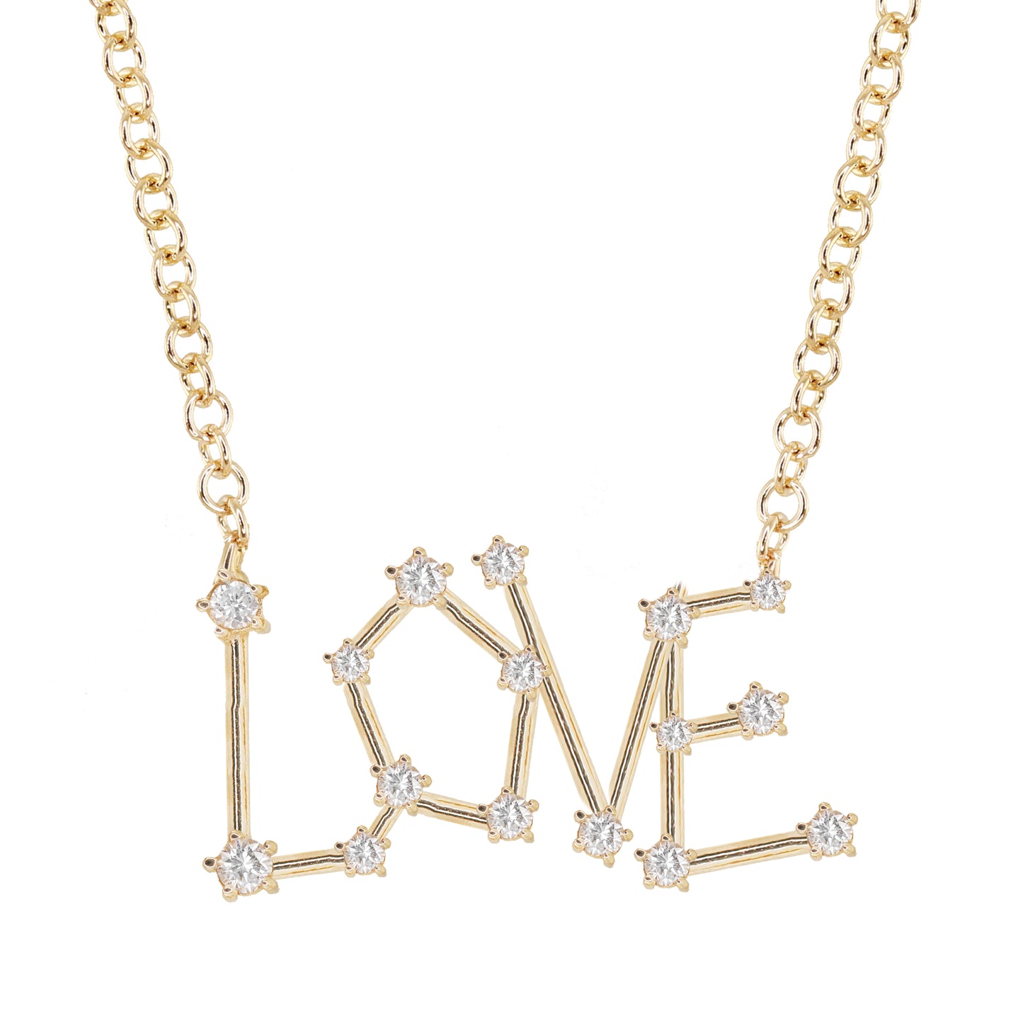 14kt gold and diamond love burst necklace