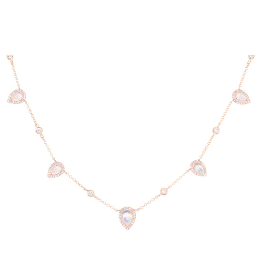 14kt gold and diamond teardrop moonstone choker necklace - Luna Skye