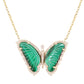 14kt gold and diamond malachite baby butterfly necklace