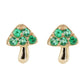 14kt gold emerald mini mushroom studs