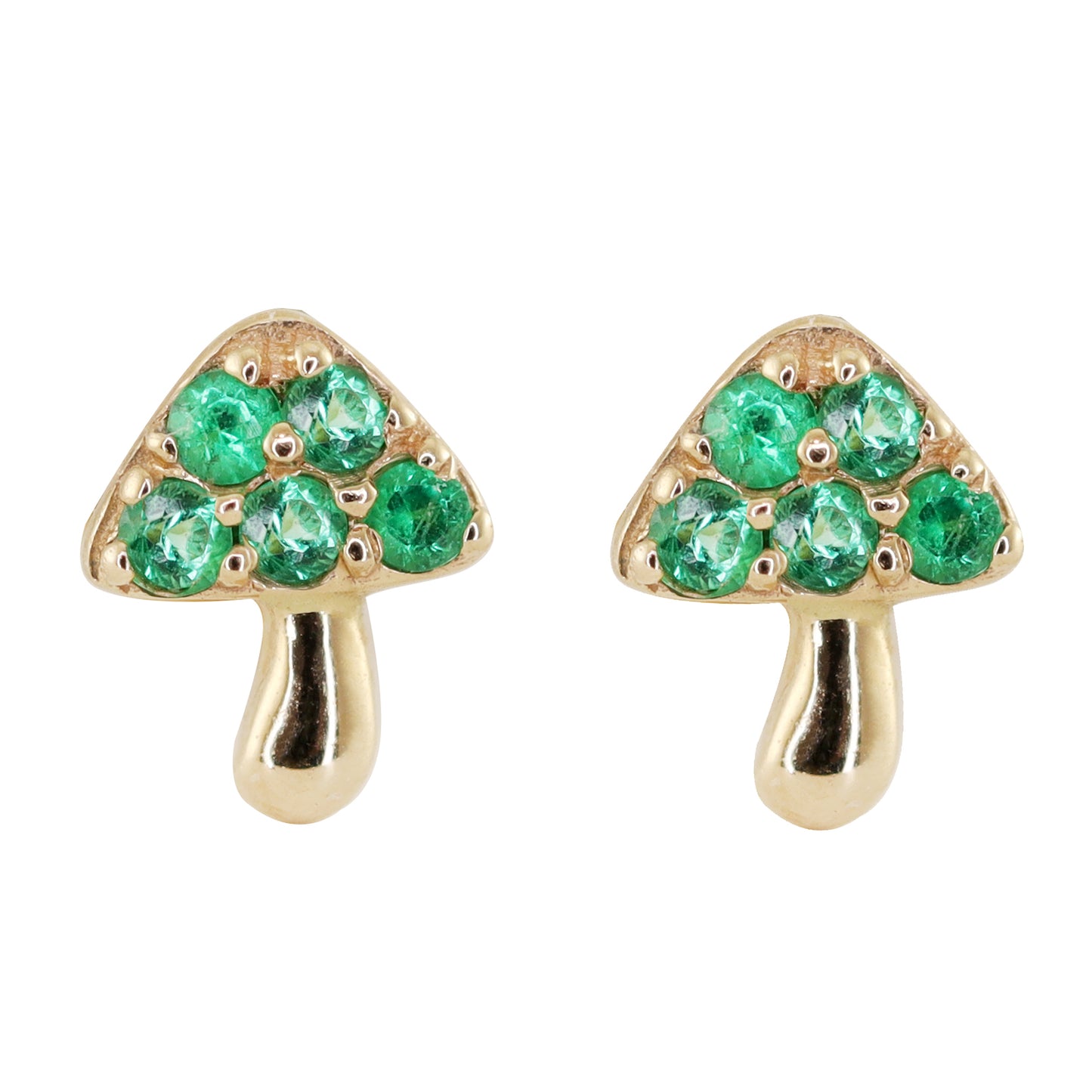 14kt gold emerald mini mushroom studs
