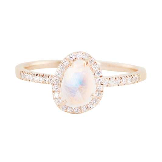 14kt gold and diamond mini moonstone ring - Luna Skye