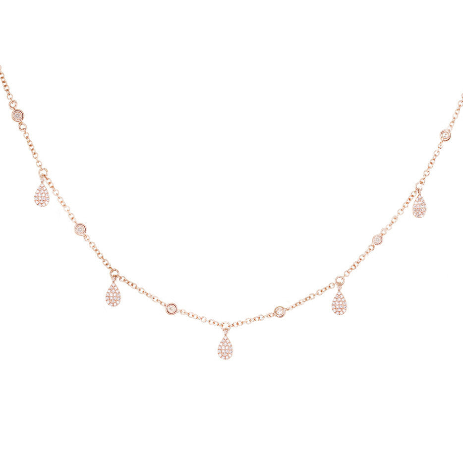 14kt gold mini teardrop diamond drip choker necklace - Luna Skye