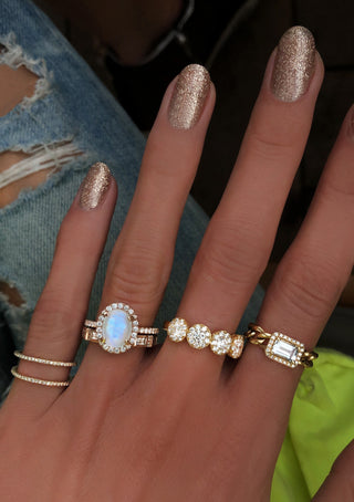 14kt gold and diamond solitaire moonstone eternity ring with halo - Luna Skye