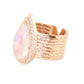 14kt gold and diamond multi hammered band teardrop moonstone ring - Luna Skye