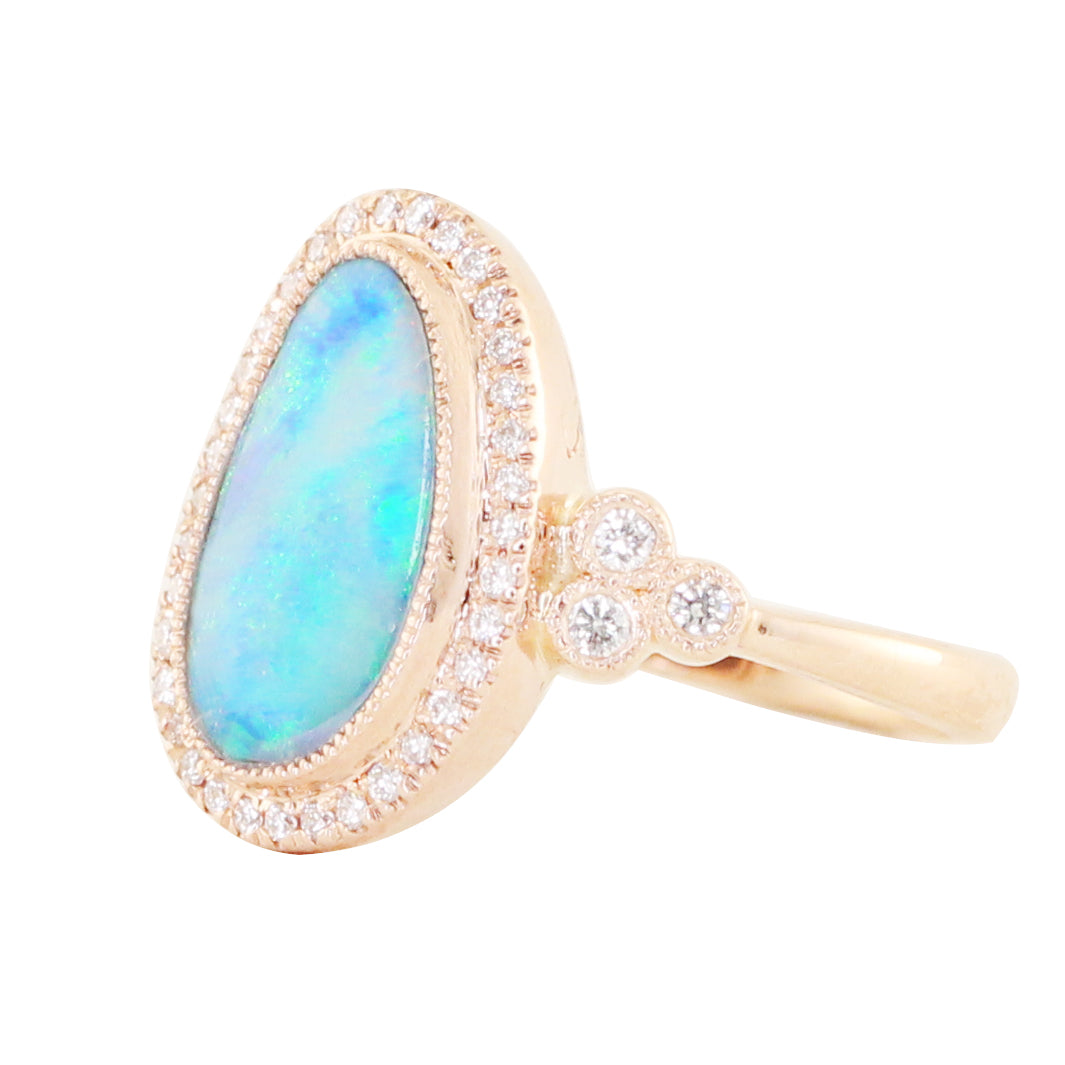 14kt rose gold and diamond opal bezel ring - Luna Skye