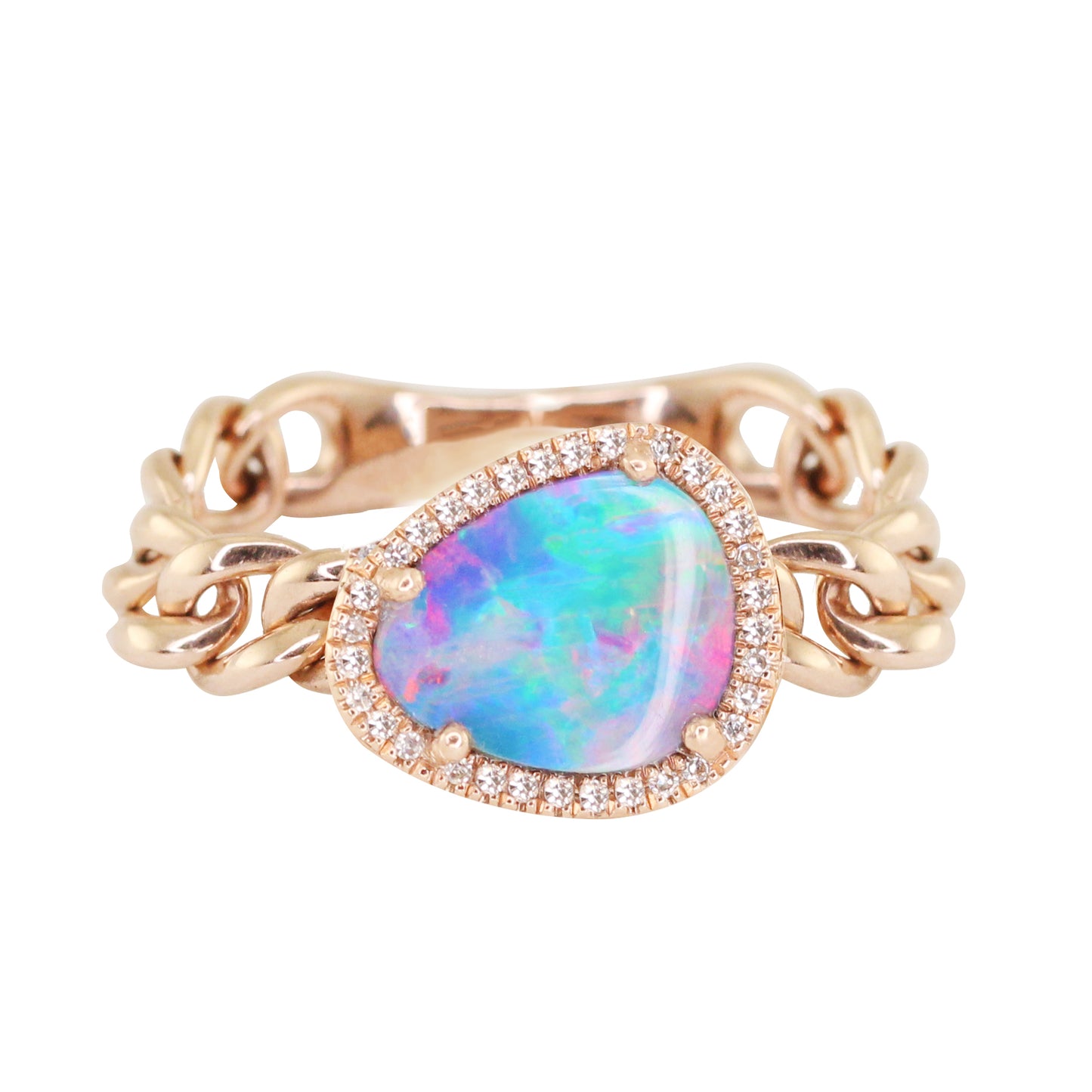 14kt gold and diamond opal chain ring - Luna Skye