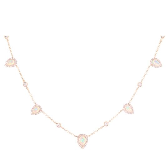 14kt gold and diamond teardrop opal choker necklace - Luna Skye