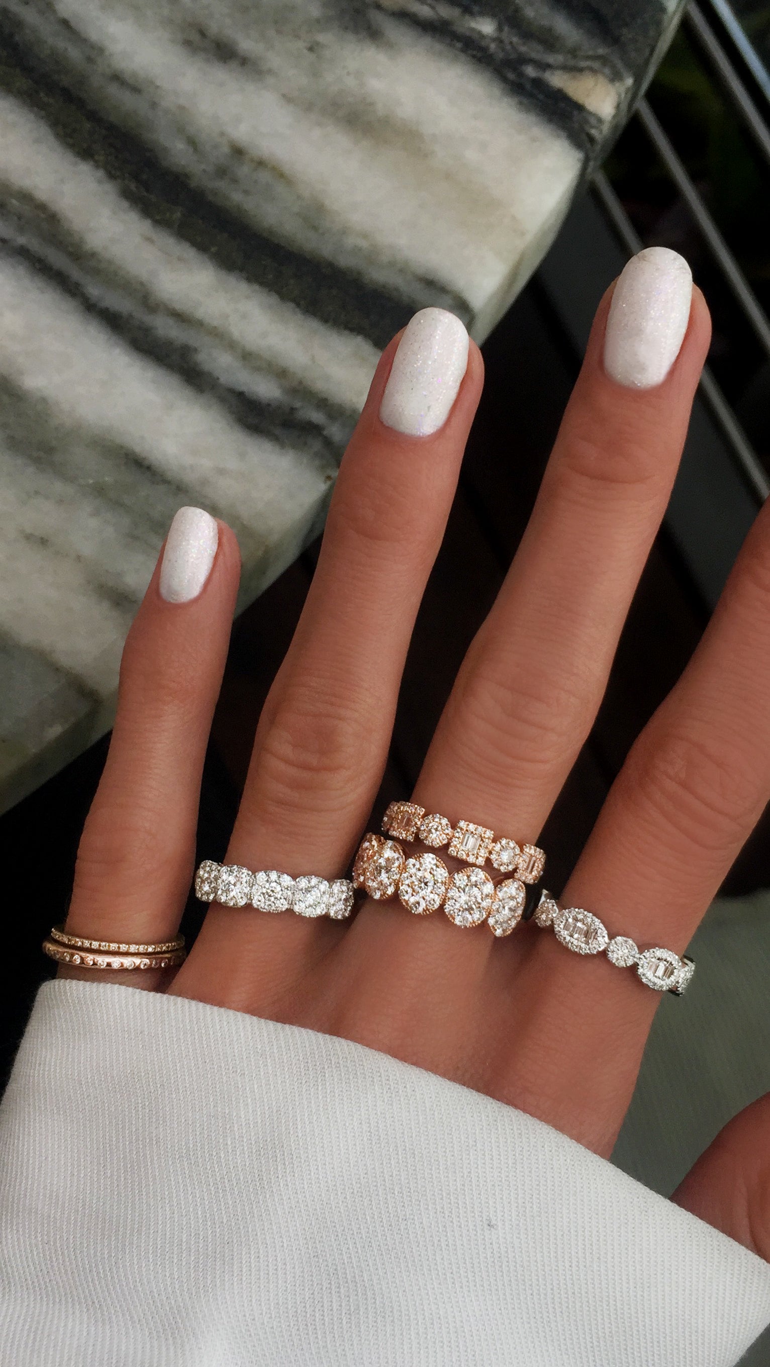 14kt gold oval baguette diamond band - Luna Skye