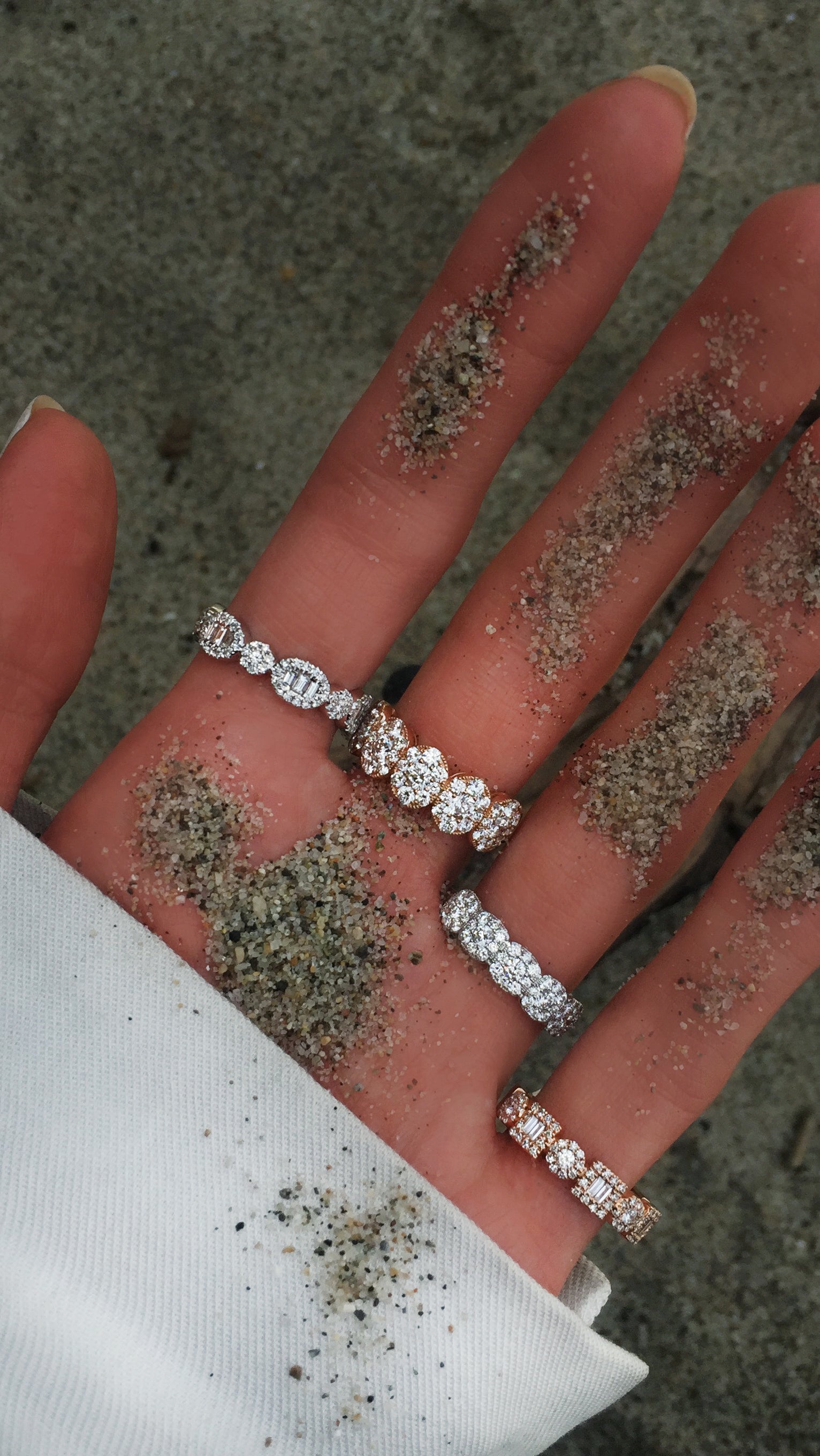 14kt gold oval baguette diamond band - Luna Skye