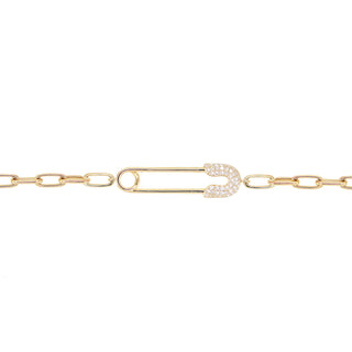 14kt gold and diamond safety pin paperclip chain bracelet - Luna Skye