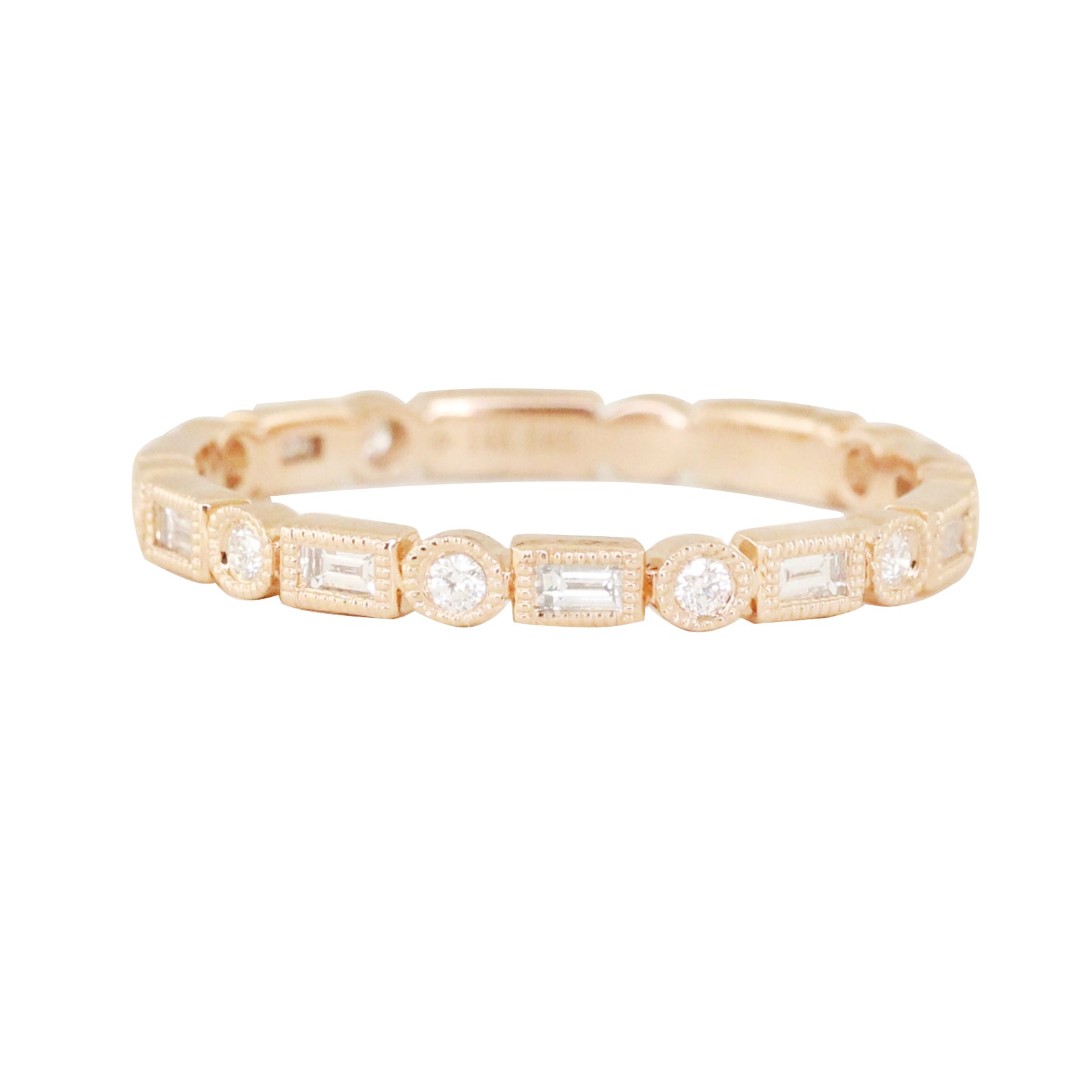 14kt gold and diamond mixed round baguette ring - Luna Skye