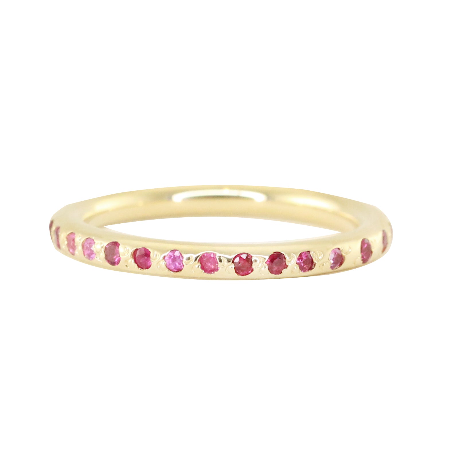 14kt gold baguette diamond and ruby band - Luna Skye