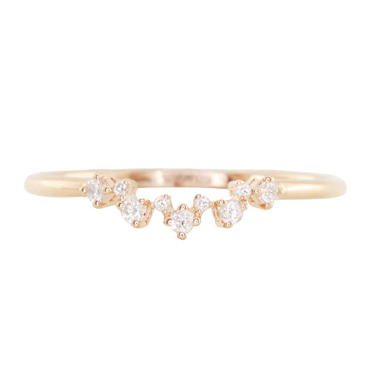 14kt gold scattered diamond curved band
