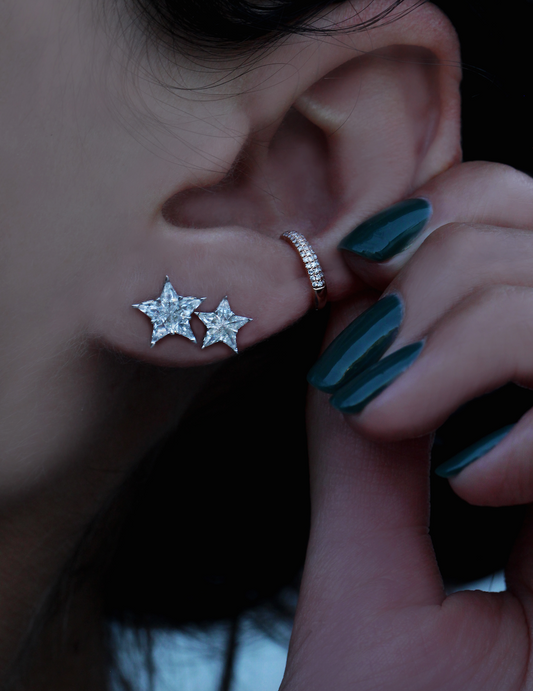 14kt gold full diamond petite star stud - Luna Skye