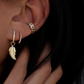 14kt gold and diamond feather charm hoop earring