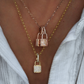 14kt gold and full diamond love lock necklace