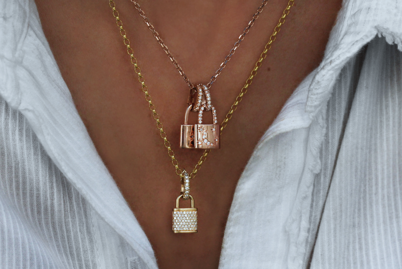 gold lock necklace